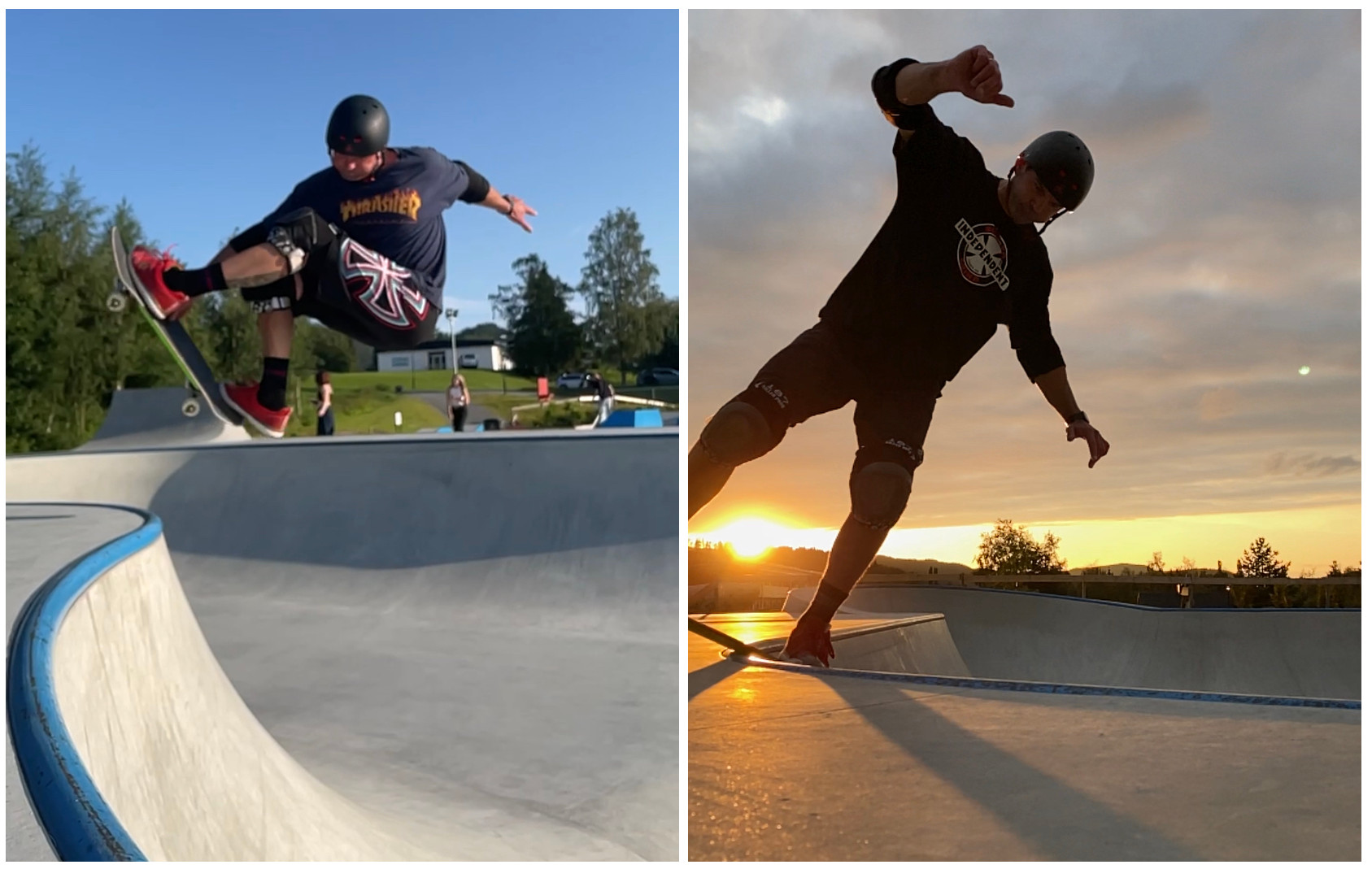 Bent Rune i stor fart i Klæbu skatepark. Frontside indy og fakie boardslide